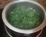 A picture of step 1 of Palak Paneer or Indiana cottage cheese in Spinach gravy.