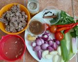 Foto langkah ke 4 dari resep Bubur Daging Warna Warni.