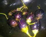 A picture of step 2 of Resturent style curd brinjal.