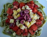 Foto del paso 3 de la receta: FETTUCCINE Al Pesto con tomates y aceitunas moradas...!