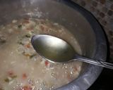 A picture of step 3 of Tomato egg soup  with  buttery patatos  swirls.