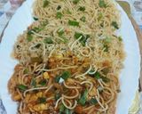 A picture of step 8 of American chopsuey with fried rice.