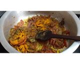 A picture of step 2 of Masur Pulao.