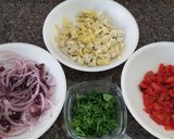 A picture of step 2 of Roasted Red Pepper, Artichoke and Olive Pasta Salad.