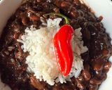 A picture of step 4 of Soy n black bean chili 🌶️.