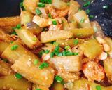 Hình bước làm 1 của món Cà tím xào tôm