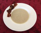 A picture of step 6 of Chestnut soup with cranberry topping.