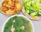 Hình bước làm 5 của món Cơm trưa : thịt,trứng kho măng