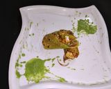 A picture of step 6 of Veg kathi roll with yoghurt mint chutney.