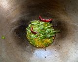 A picture of step 6 of Pesarattu with tangy, spicy Thokku.