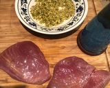 A picture of step 2 of Tuna steak with pistachio crust.