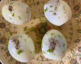 A picture of step 1 of Gondhoraj Dim / Eggs with Kafir Lime.