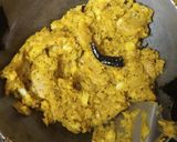 A picture of step 2 of Masala Dosa with Sambar and Coconut Chutney.