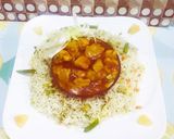 A picture of step 6 of Sweet and sour chicken with egg fried rice(chinese dish) and mint mojito(drink).