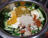 A picture of step 1 of Crispy Besani bhindi fry.