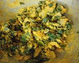 A picture of step 3 of Spring onion jhunka.