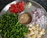 A picture of step 1 of Gawar(cluster beans) ki sabji.