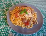 Hús gombócos paradicsomos spagetti Sütőben 🍝 recept fázis 9 fotója