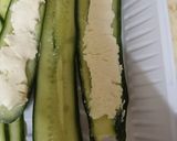 A picture of step 2 of Cucumber Roll ups 🥒.