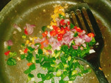 Vegetable stir fried rice with sausages