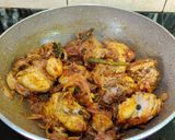 A picture of step 5 of Andhra chicken.