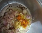 A picture of step 2 of Hyderabadi khichdi (red gram khichdi).