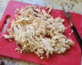 A picture of step 3 of Bourbon barbecue chicken lasagna roll ups.