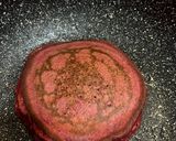A picture of step 3 of Red velvet pancakes w/ fried plantains 😃.