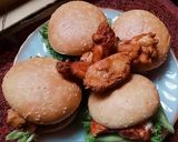 A picture of step 8 of KFC style zinger Burger.