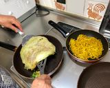 A picture of step 5 of Japanese Hiroshima Okonomiyaki Pancake.