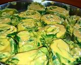 A picture of step 5 of Arbi leaves pakoda/ fritters.