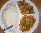 A picture of step 8 of Rice plus chicken mixed veg.