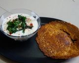 A picture of step 10 of Besan ke cheele ka raita.