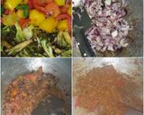 A picture of step 2 of Brocap (broccoli +capsicum +panner)my own recipe.