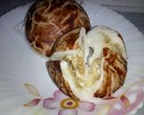 Gambar langkah 6 resipi Pau cendawan viral inti carbonara.