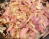 A picture of step 1 of Mixed Fried Rice with Ham and Rotisserie Chicken.