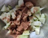 A picture of step 1 of Apple stuffed french toast.
