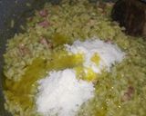 Foto del passaggio 7 della ricetta Risotto con crema di piselli, stracciatella Campana e pancetta