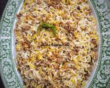 A picture of step 4 of Qeema masoor pulao.