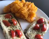 Foto del paso 8 de la receta: Milanesas de berenjena con puré de calabacín al horno y papas 🥔 🍆