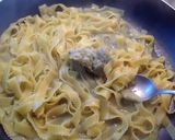 Foto del passaggio 8 della ricetta Frastagliate all'uovo con pescespada, crema di melanzane e pomodorini datterini