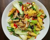 Gambar langkah 3 resipi King Oyster Mushroom, Putik Jagung & Bok Choy Tumis Sos Tiram.