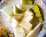 A picture of step 1 of Babugosha (Indian pear 🍐🍐) juice 😋.