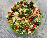 A picture of step 3 of Mediterranean giant couscous salad.
