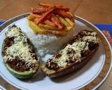 Foto del paso 8 de la receta: Berenjena y calabacín relleno de carne molida