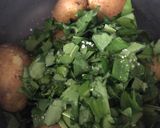 A picture of step 3 of New potatoes with wild garlic.