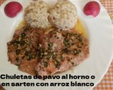 Foto del paso 9 de la receta: Chuletas de pavo al horno o en sartén con arroz blanco