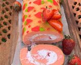 A picture of step 10 of Three layer Strawberry 🍓 Swiss roll.