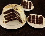 A picture of step 25 of Mocha Layer Cake with Whipped Mascarpone Cream and a Coffee Glaze Drizzle.