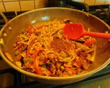 A picture of step 8 of Aromatic, spicy, hot, Protein rich noodles cooked in Indo American Chinese style.